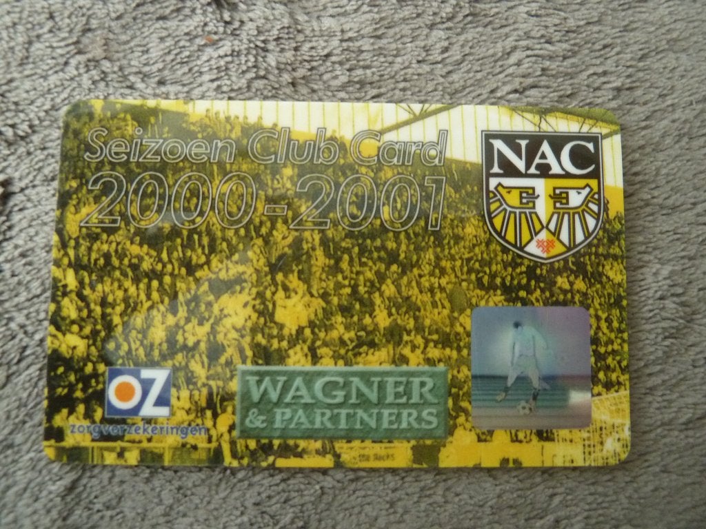 Seizoenclubcard  NAC   2000/2001.  Gele achterkant, Ophalen of Verzenden, Gebruikt, NAC Breda, Overige typen
