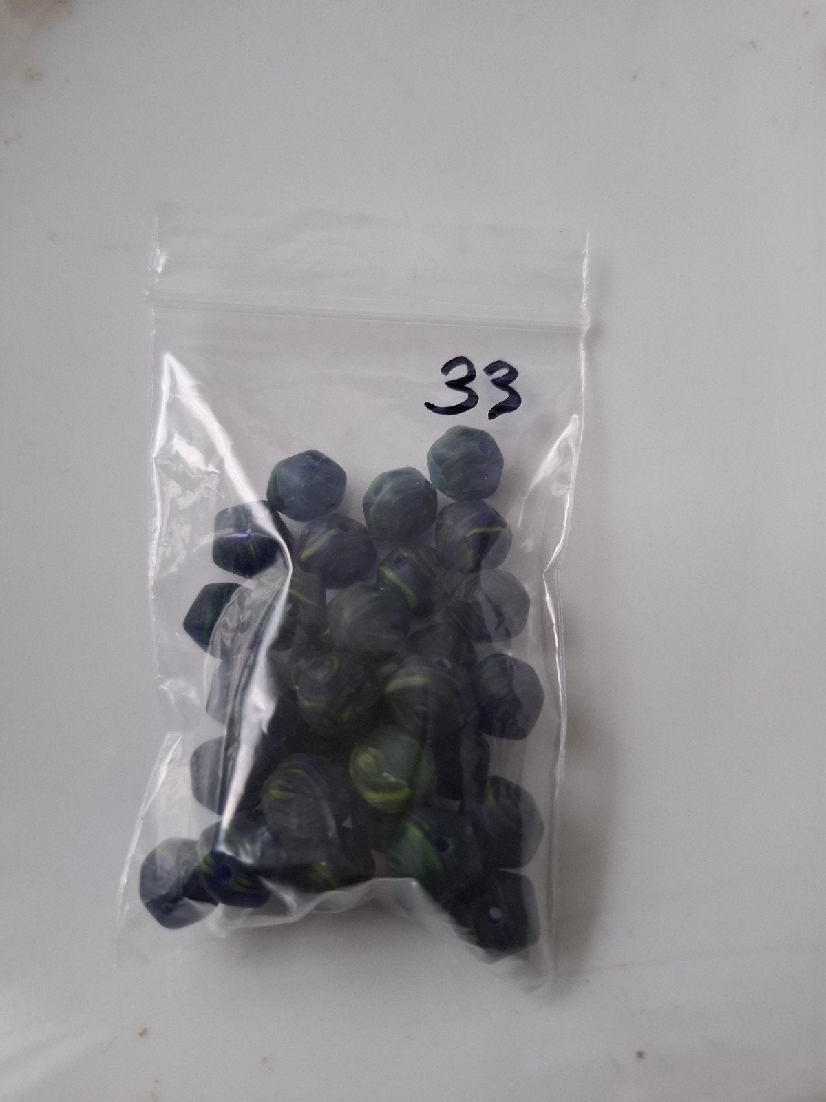 33 stuks czech glaskralen groen blauw kralen partij, Kraal, -, -, Nieuw