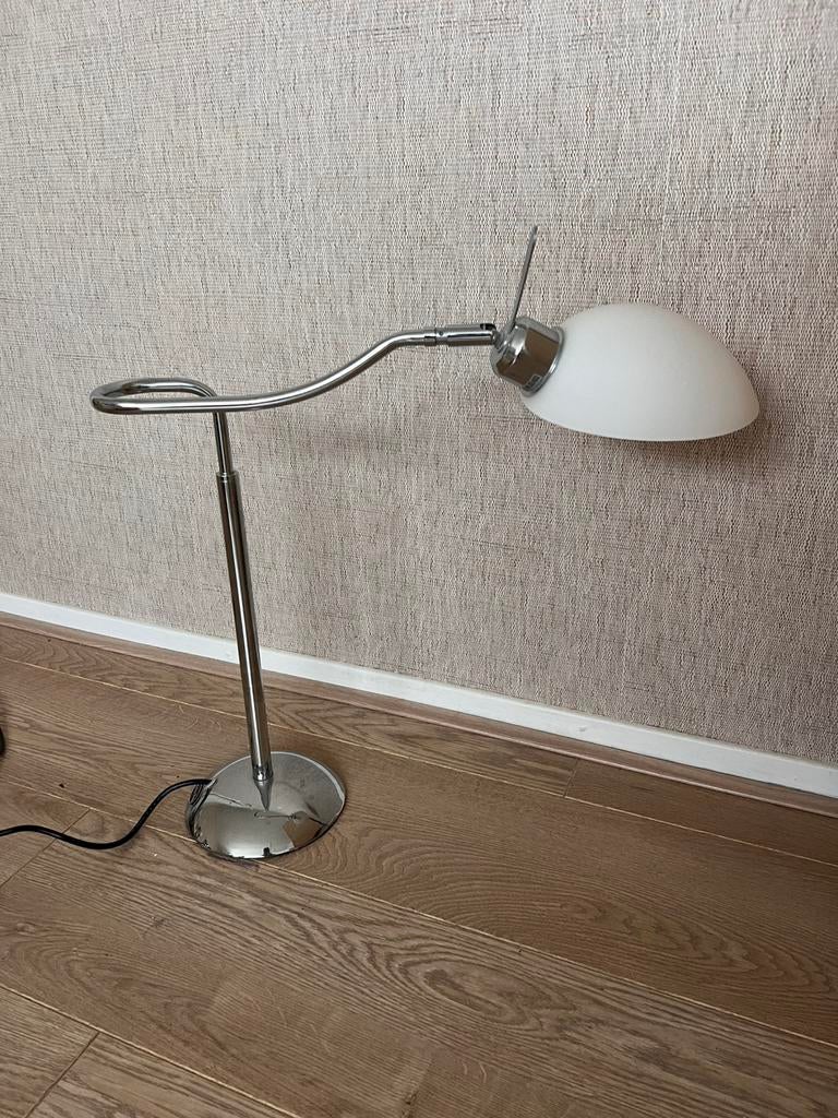 Italiaans design golvende chroom tafellamp rvs zilver, Glas, Ophalen of Verzenden, Zo goed als nieuw, Minder dan 50 cm