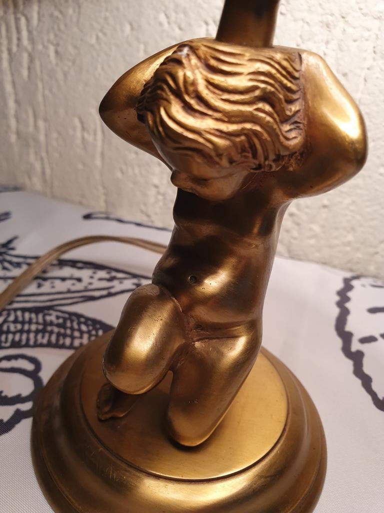Vintage tafellamp met cherubijn beeldje, Ophalen