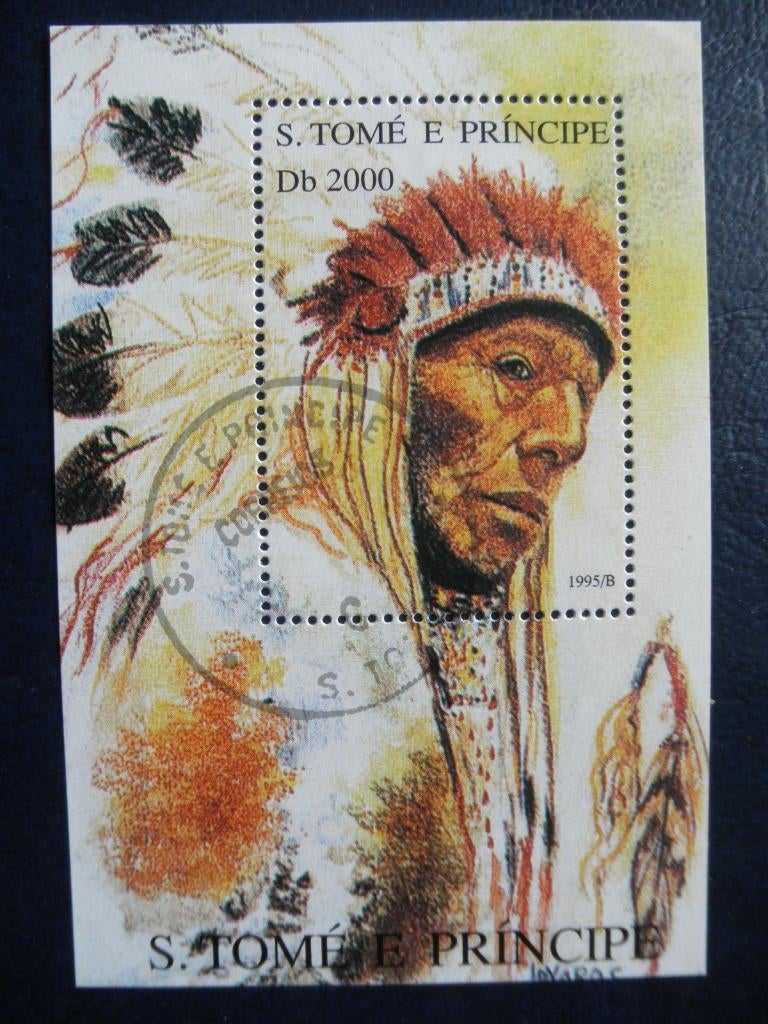 Postzegels S. Tome E principe 1995 film Indianen cw € 9,00, Ophalen of Verzenden, Overige landen, Gestempeld