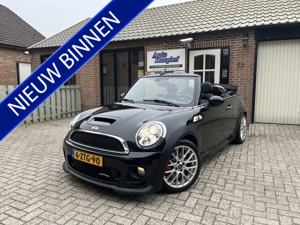 MINI Cabrio 1.6 John Cooper Works Chili Leer Xenon, Auto's, Mini, Voorwielaandrijving, Euro 5, Gebruikt, Zwart