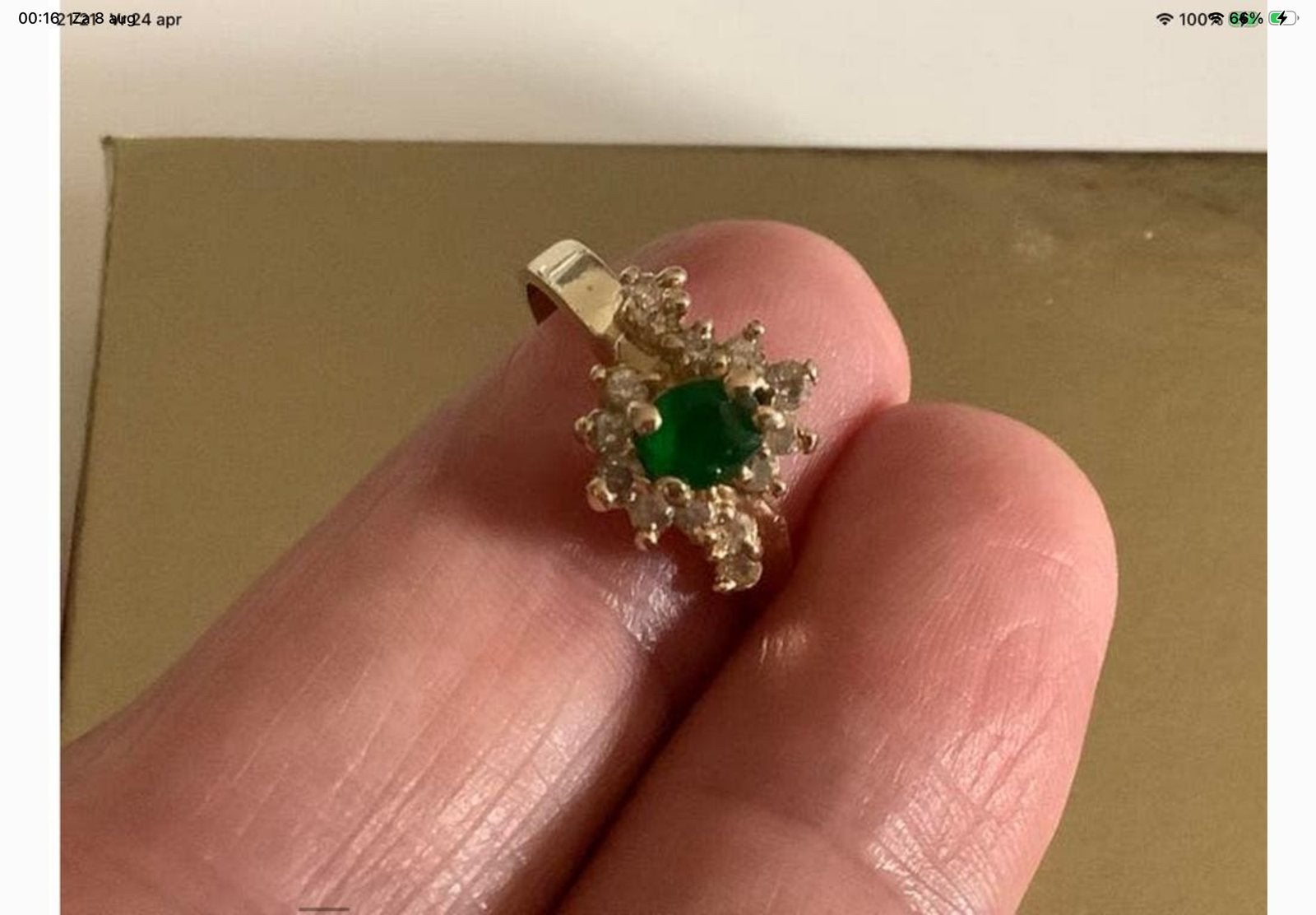 Gouden vintage ring edelstenen Smaragden Wit Saffieren 14 k, Sieraden, Tassen en Uiterlijk, Ringen, Verzenden, Met edelsteen, Dame