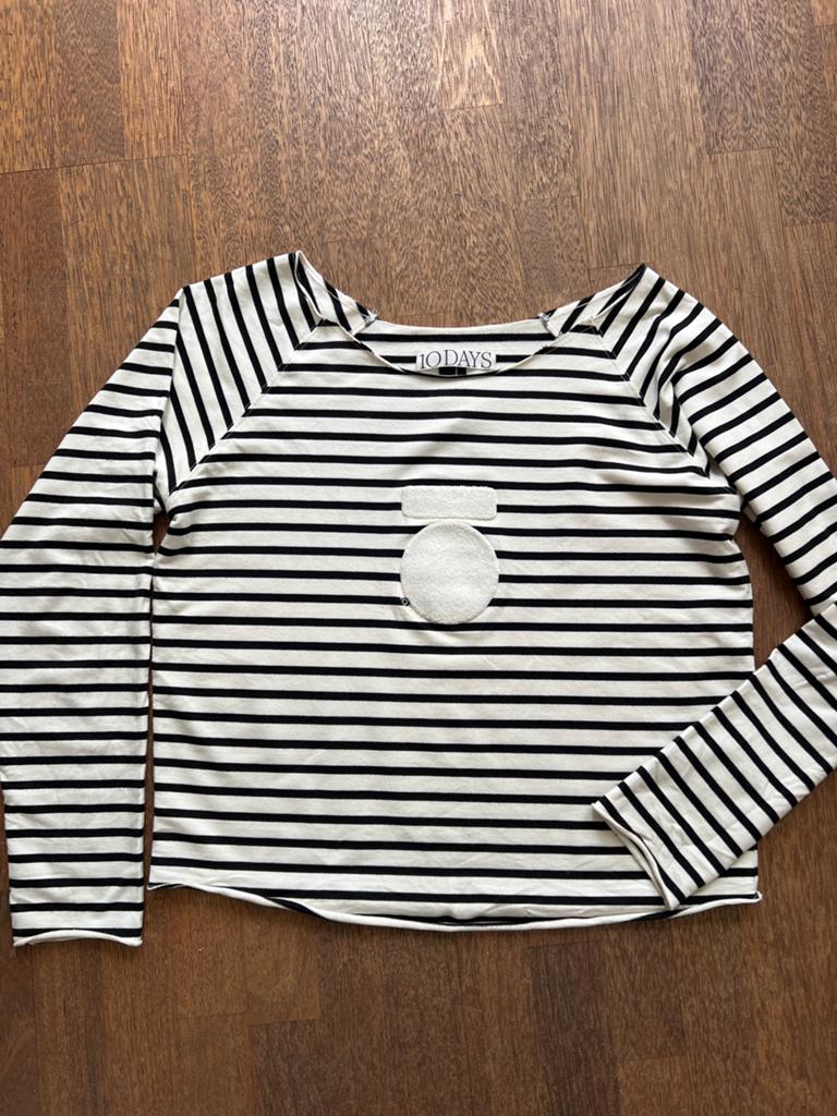 10DAYS gestreepte longsleeve maat L. Boothals, Ophalen of Verzenden, Nieuw, Maat 42/44 (L), Wit
