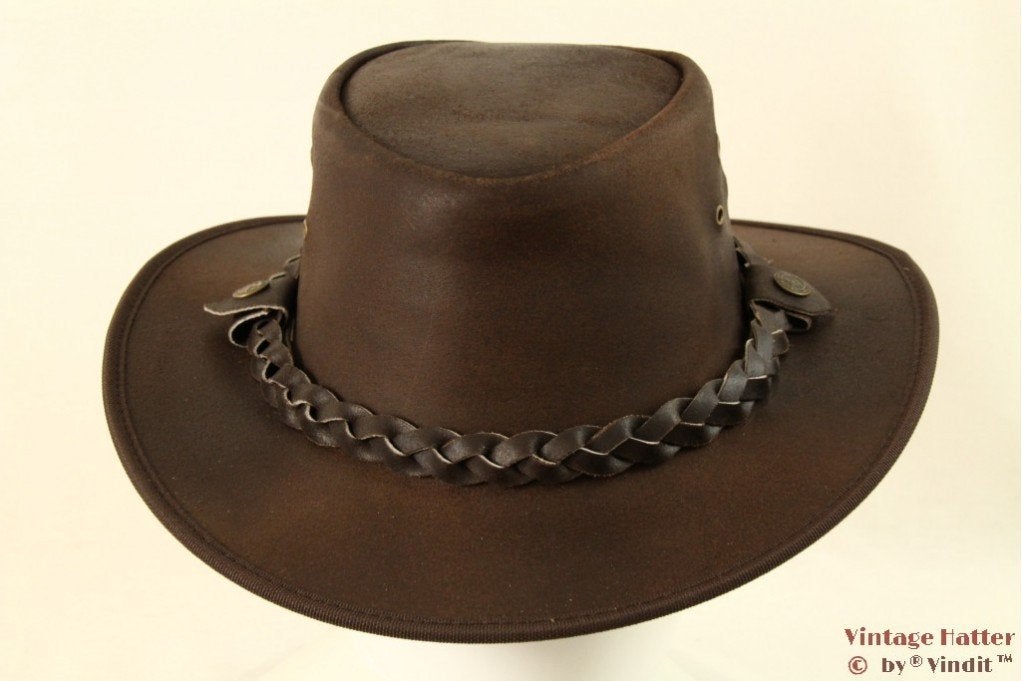 Western hoed Hawkins bruin geruwd leer 57, 58, 59, 60 Nieuw, Hoed, Nieuw, Ophalen of Verzenden, 58 of 59 cm (L, 7¼ of ⅜ inch)