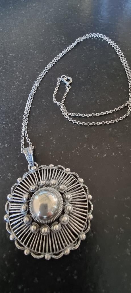 Zilveren vintage ketting met zeeuwse knoop, Verzenden, Zo goed als nieuw, Zilver, Zilver