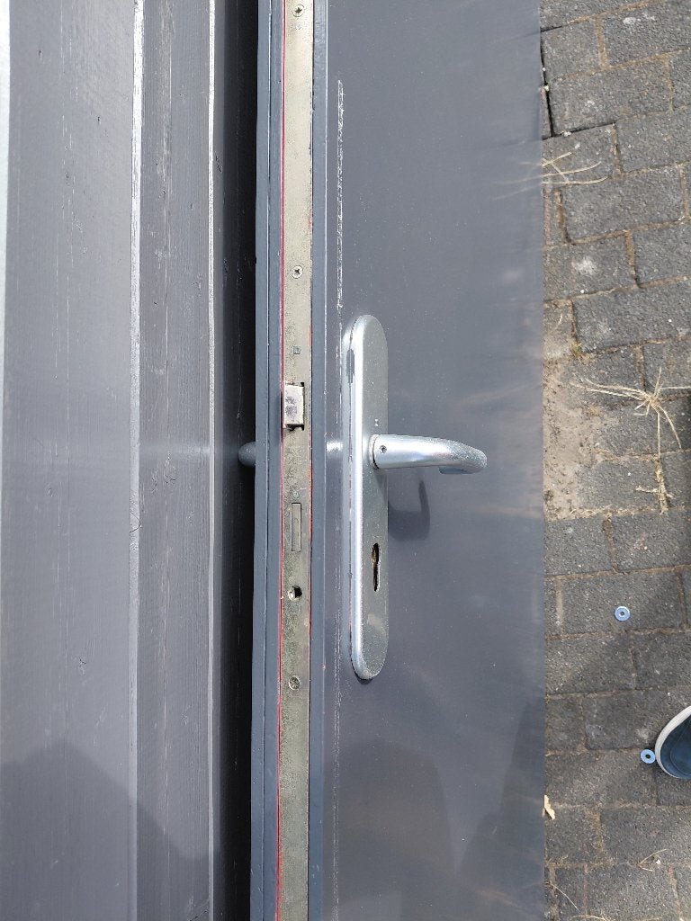 Massief hardhout deur 87,5cm breed 222cm hoog met beslag, Doe-het-zelf en Verbouw, Deuren en Horren, Ophalen, Gebruikt, 80 tot 100 cm