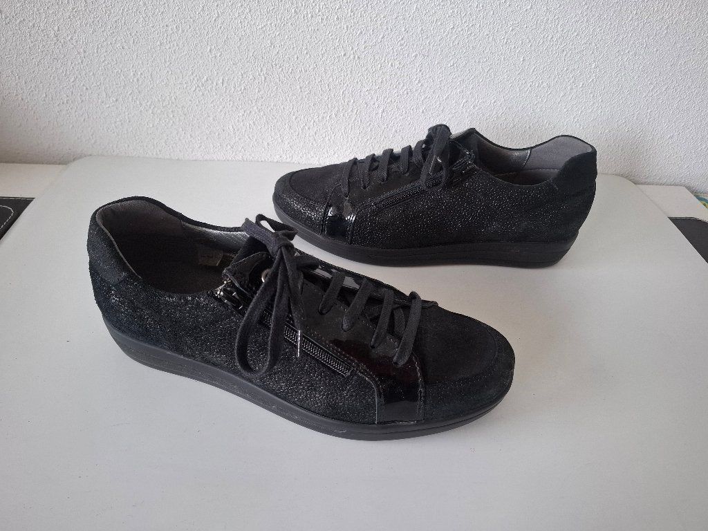 <>  Xsensible MAAT 42 { 8 H } zwarte sneakers bredere voeten, Xsensible, Verzenden, Zwart, Sneakers of Gympen