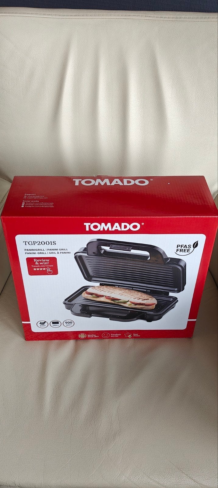 Tomado TGP2001S Panini Grill - Nieuw in doos, Witgoed en Apparatuur, Ophalen, Nieuw