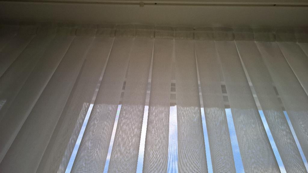 Gordijnen : voile of met gaas motief+ looddraad, Ophalen of Verzenden, Zo goed als nieuw, 200 cm of meer, 200 cm of meer