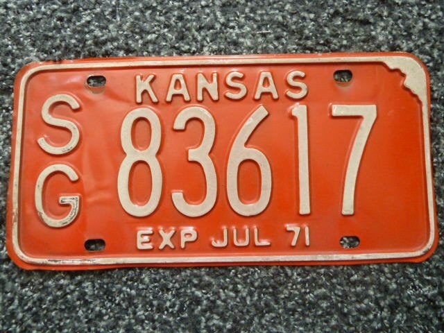 Kentekenplaat licenseplate Kansas 1971 USA, Verzenden, Gebruikt, Auto's