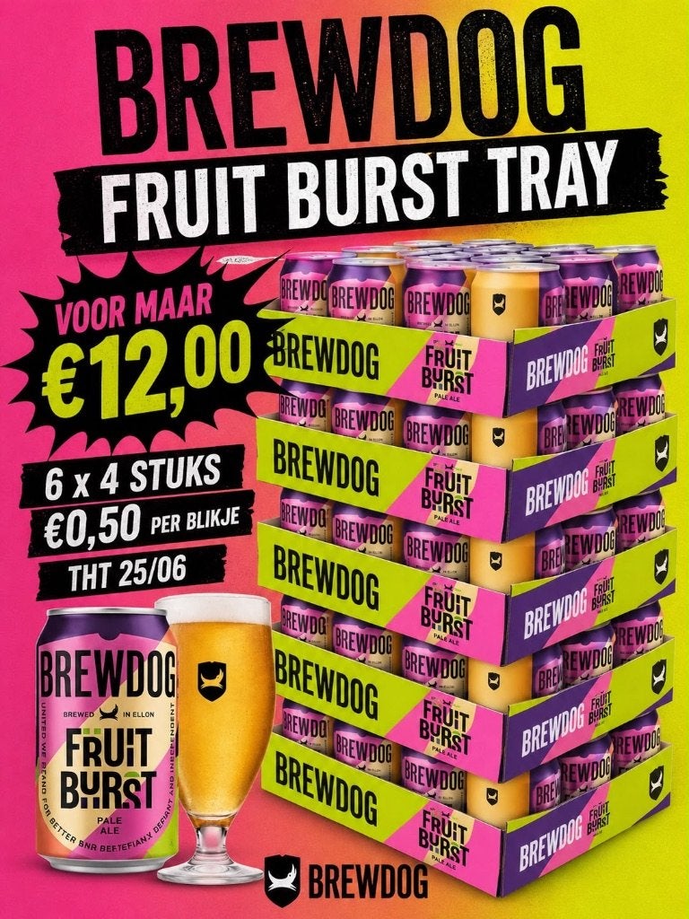 Brewdog bier fruit burst tray 24 blikken 12 euro