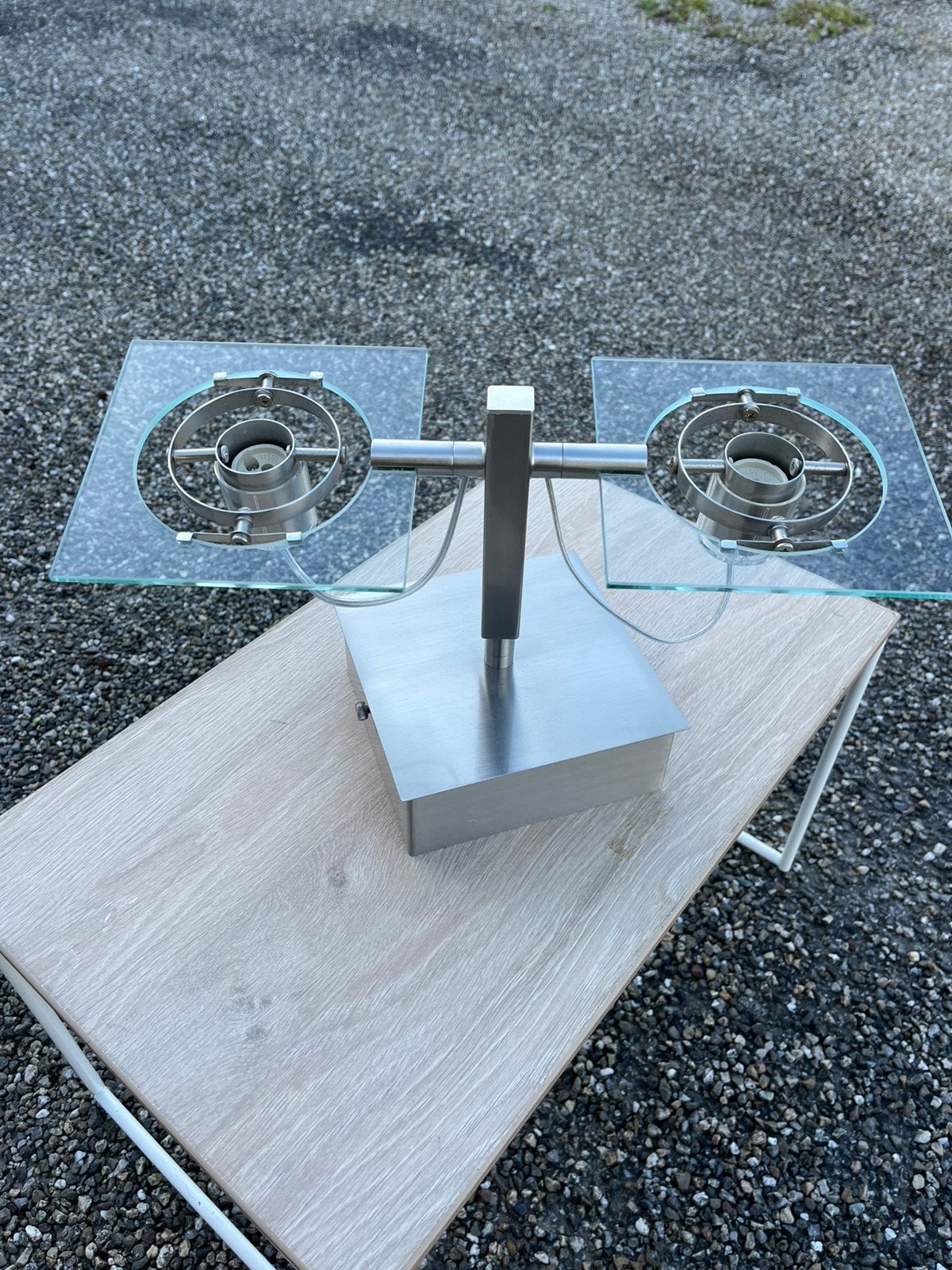 Ikea dubbelspot Fuga voor plafond, metaal en glas, Ophalen, Halogeen, GU10, Zo goed als nieuw