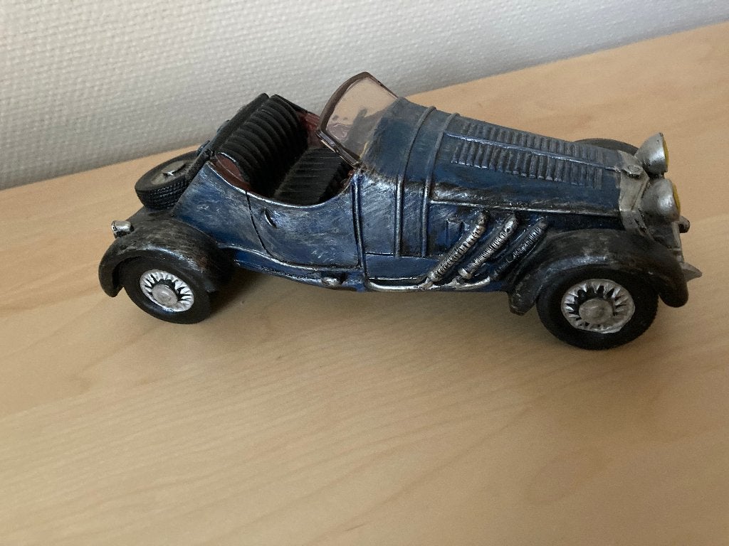 Hout Blauwe Oldtimer Modelauto decoratie - 22x8x8,5cm, Ophalen, Zo goed als nieuw, Auto