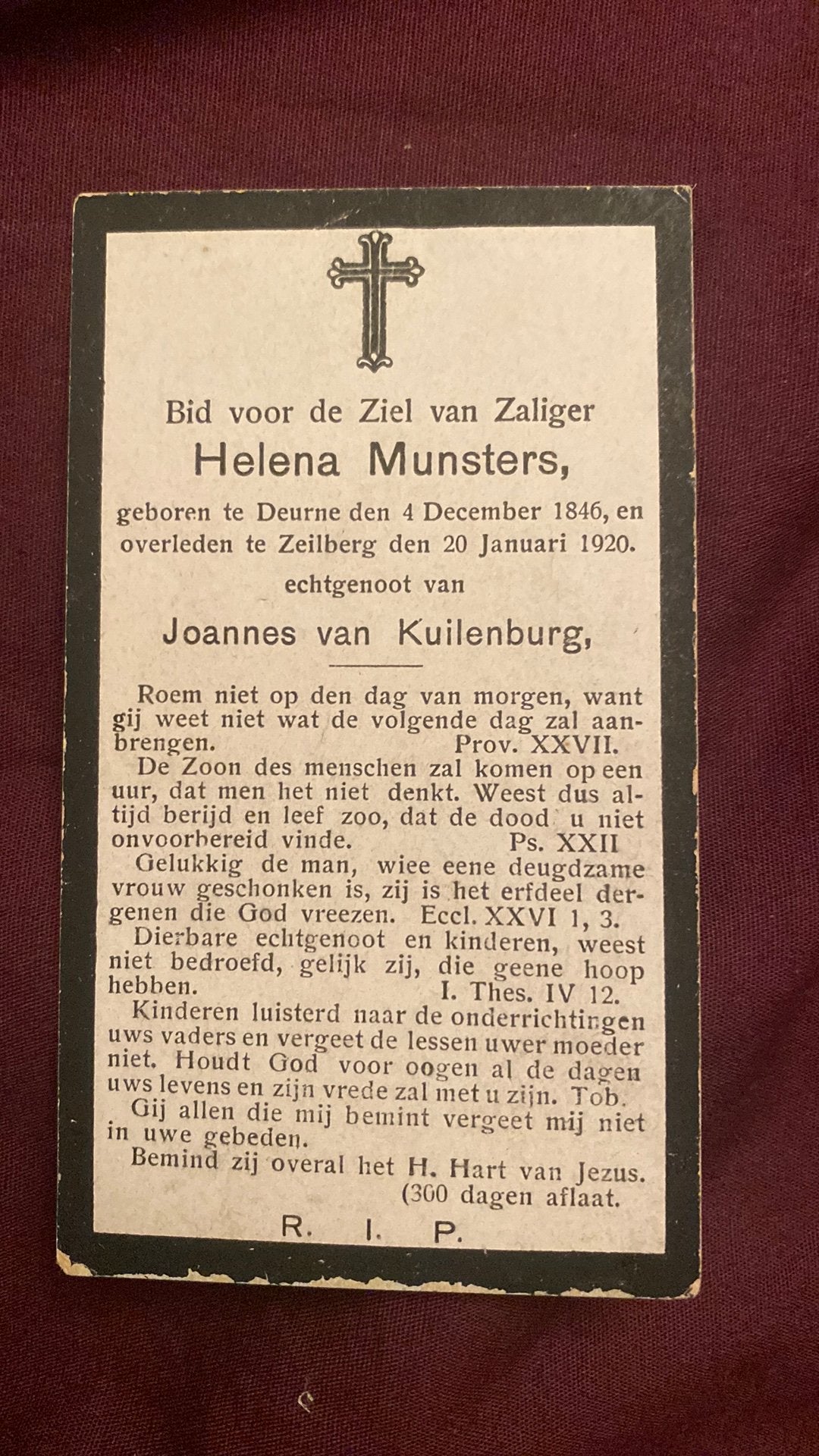 Helena van Kuilenburg - Munsters 1846 Deurne 1920 Zeilberg, Verzamelen, Ophalen of Verzenden