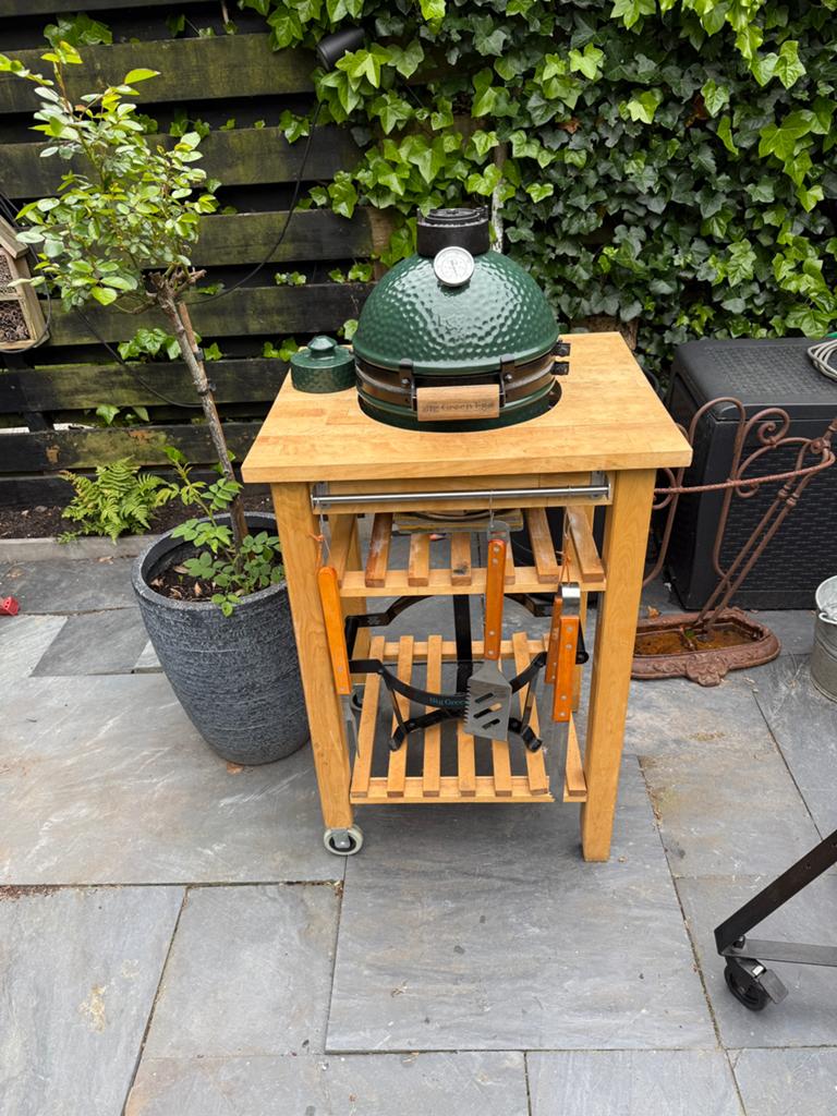 Big Green Egg mini, Tuin en Terras, Houtskoolbarbecues, Ophalen, Zo goed als nieuw, Big Green Egg (origineel)