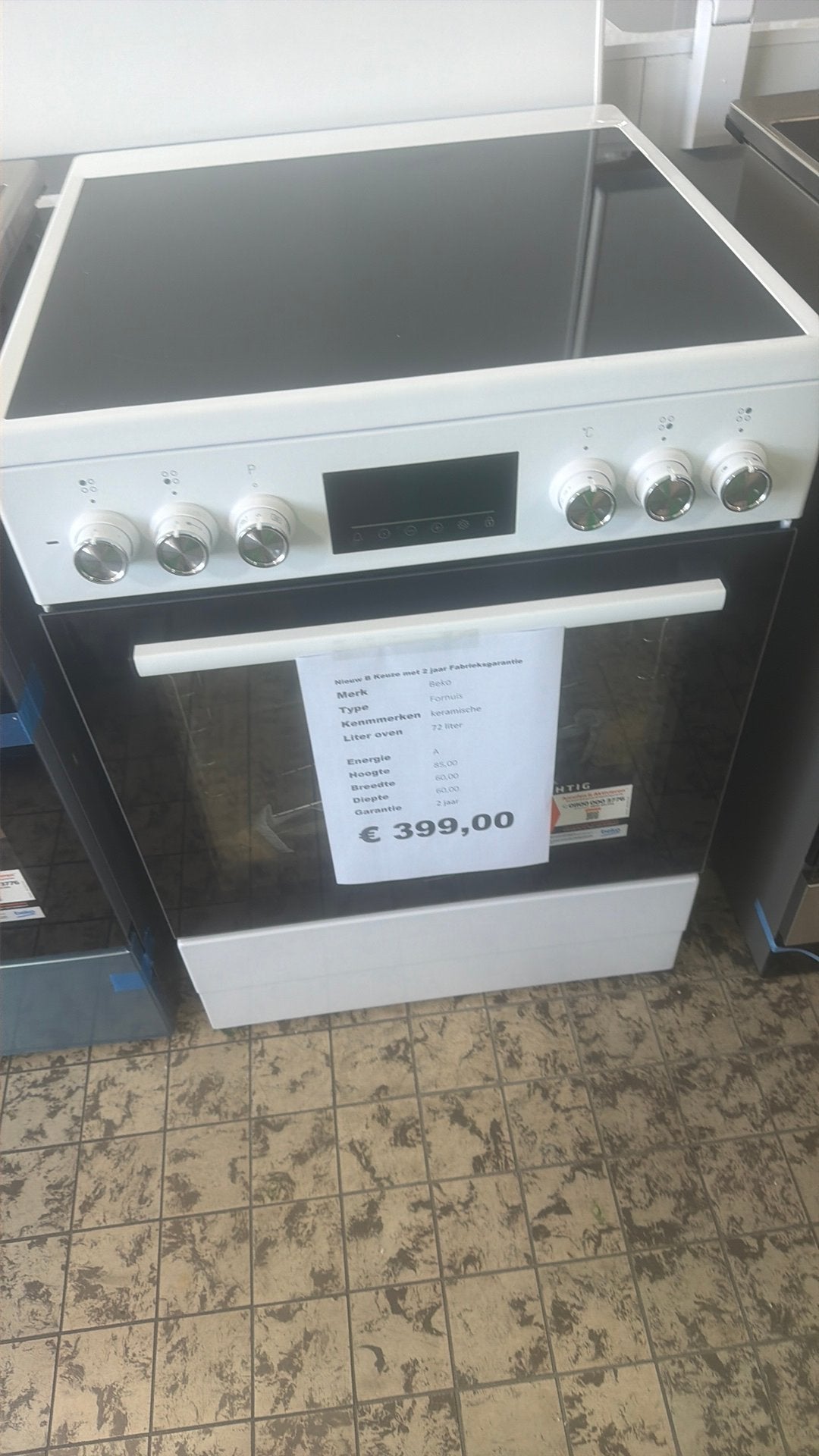 Beko keramische fornuis nieuw wit