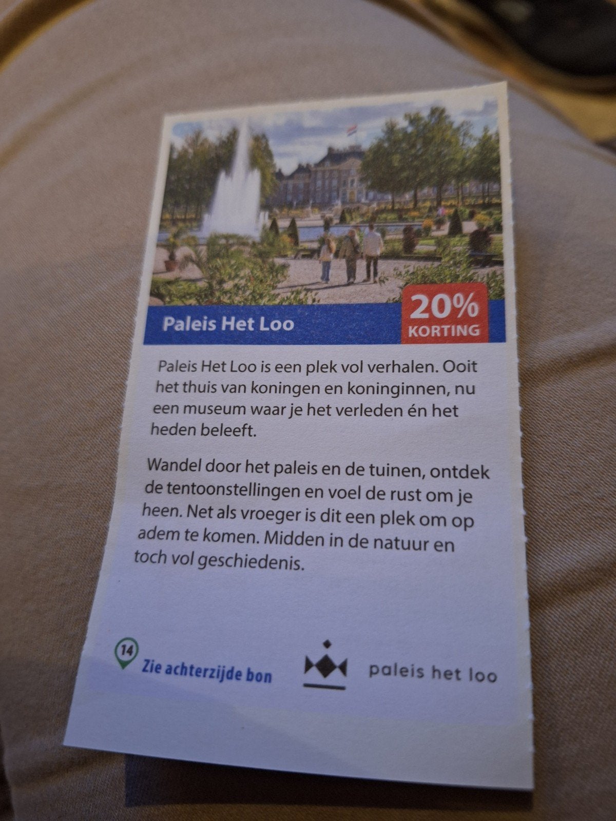 20% korting paleis het loo Apeldoorn., Tickets en Kaartjes, Drie personen of meer, Kortingsbon