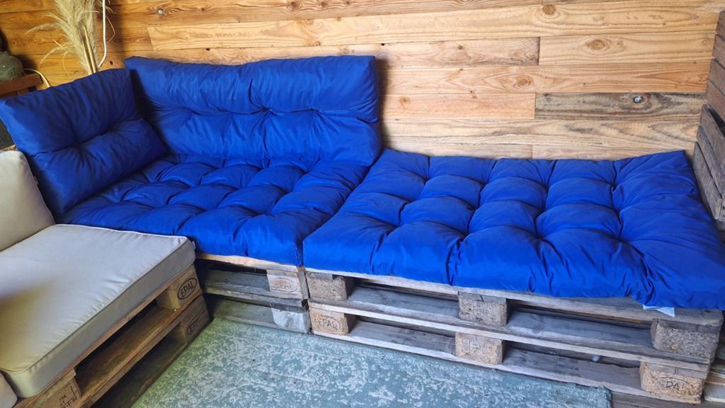 Comfortabele blauwe palletkussens voor loungeset, Ophalen, Gebruikt