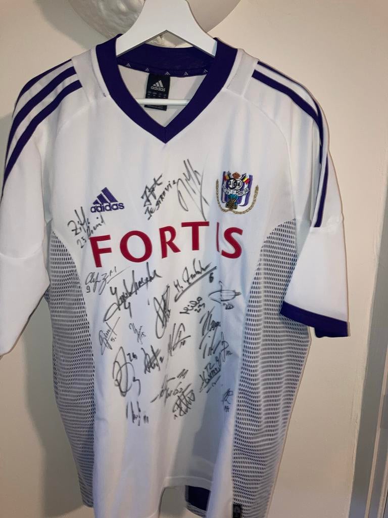 Gesigneerd voetbalshirt RSC Anderlecht 2004-2005, Maat L, Ophalen of Verzenden, Gebruikt, Shirt