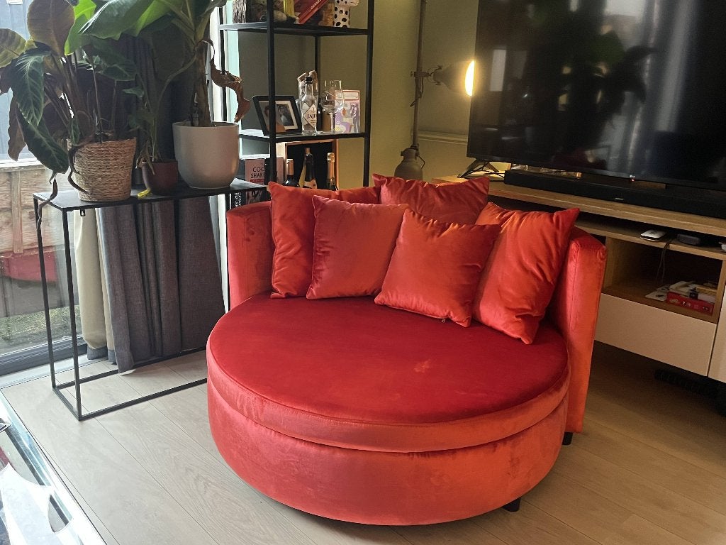 Stijlvolle fauteuil, Ophalen, 125 tot 150 cm, Zo goed als nieuw, Stof