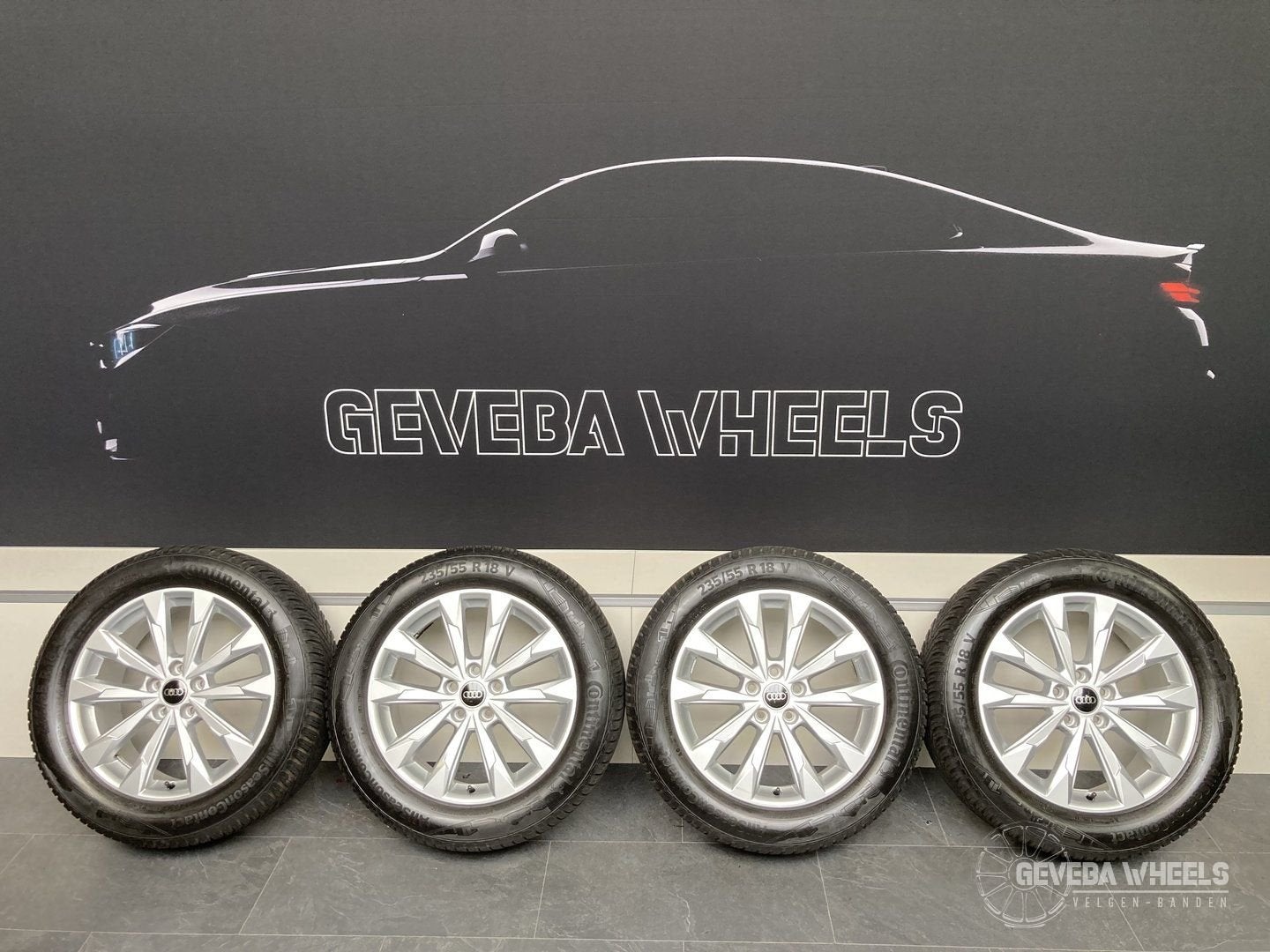 18” originele Audi Q3 F3 velgen + allseason banden 5x112 83A, 18 inch, Gebruikt, -, -