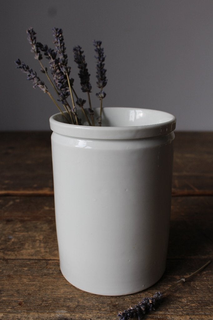 Grote oude Franse brocante zalfpot off white Pronck & Praal, Ophalen of Verzenden