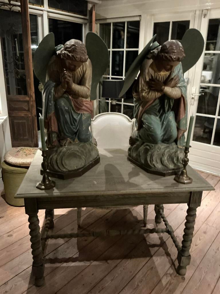 2 grote antieke kerk engelen, Antiek en Kunst, Ophalen