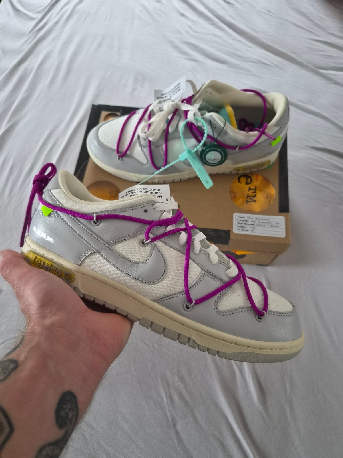 Nike Dunk Low Off-White Lot 21 - Maat 45 - Nieuw, Wit, Nike, Nieuw, Ophalen of Verzenden
