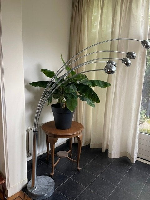 Staande lamp met marmeren voet, Ophalen, Gebruikt, Metaal, 150 tot 200 cm