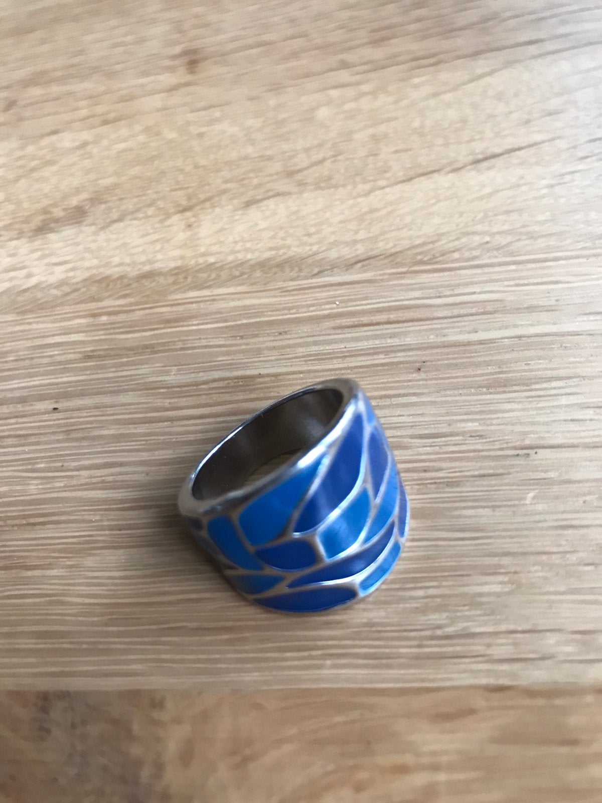Blauwe ring cloisonne, Blauw, 19 tot 20, Ophalen of Verzenden, Zo goed als nieuw
