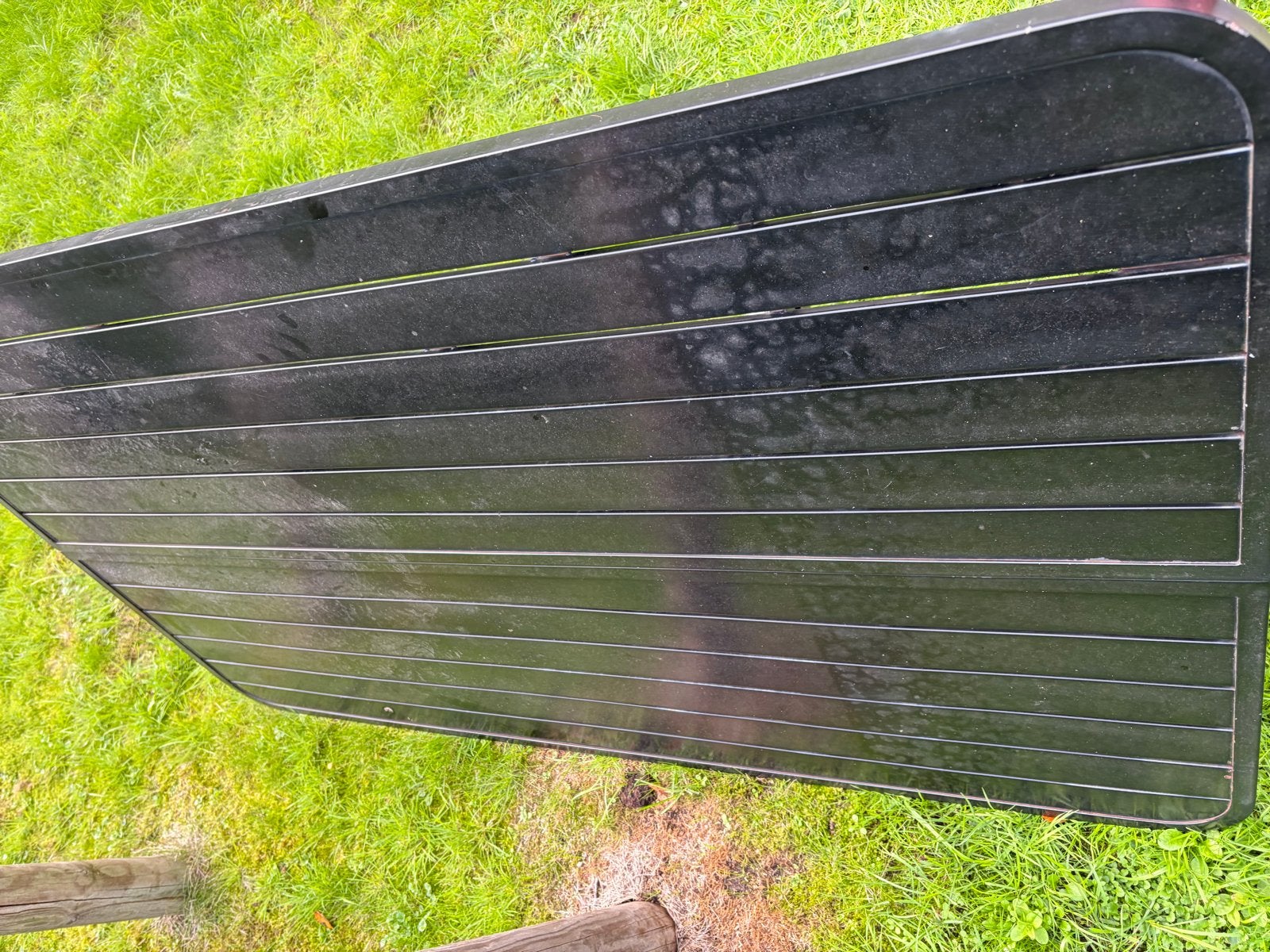 Antracietgrijze tuintafel 160x90 cm (1 poot gebroken), Ophalen, Gebruikt, Rechthoekig, Metaal
