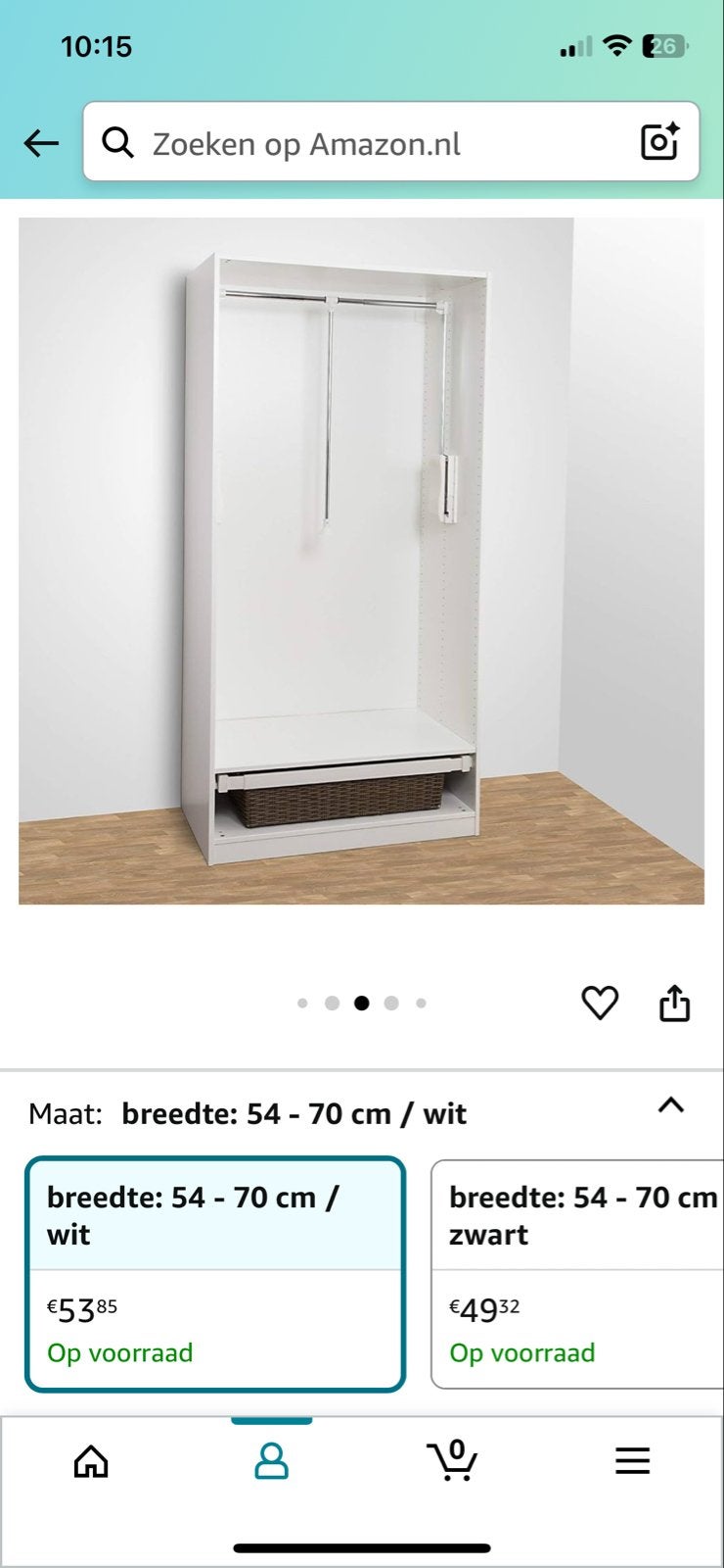 Uitschuifbare kledingroede voor kledingkast, wit, Huis en Inrichting, Ophalen, Kunststof, Nieuw, 50 tot 100 cm