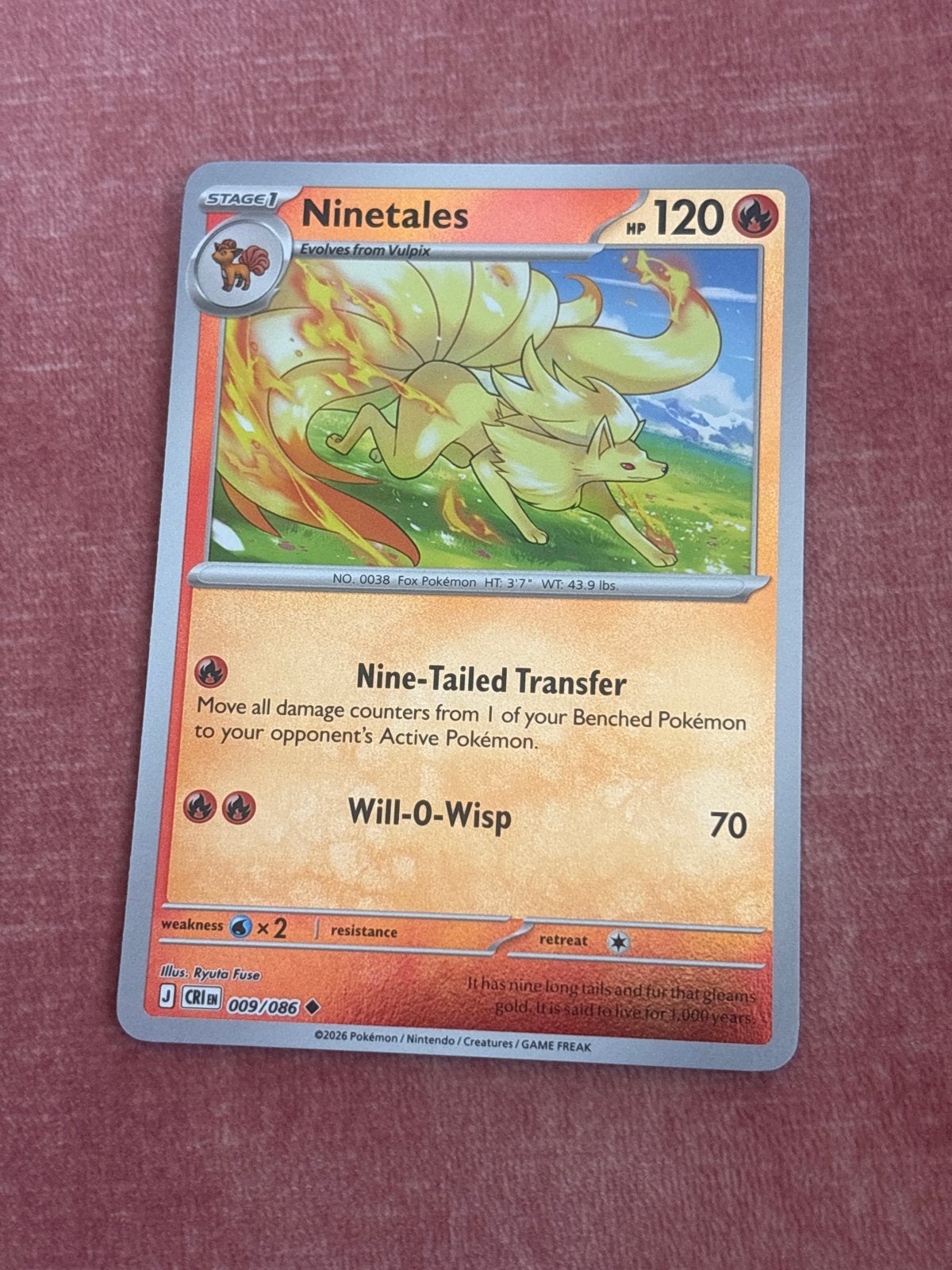 Ninetales 9/86 Chaos Rising Rev Holo Pokémon Kaart, Hobby en Vrije tijd, Verzamelkaartspellen | Pokémon, Zo goed als nieuw, Losse kaart