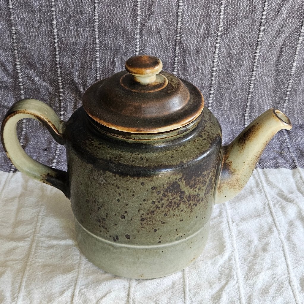 Porsgrund Lava koffiepot groen-bruine tinten, Keramiek, Overige typen, Ophalen of Verzenden, Zo goed als nieuw