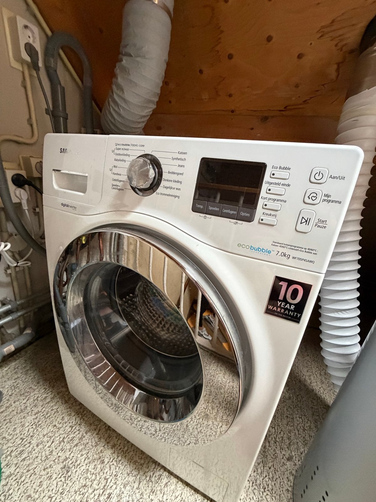 Samsung Eco Bubble Wasmachine 7.0kg WF70F5E4Q4W, Ophalen, Zo goed als nieuw, 85 tot 90 cm, 1200 tot 1600 toeren