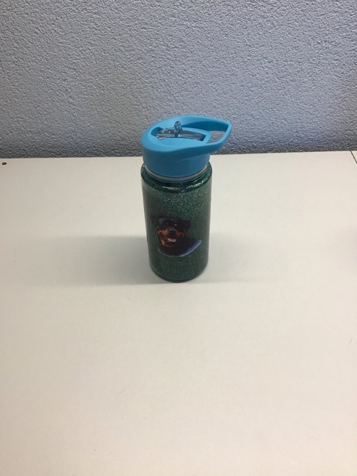 Glitter drinkfles met Rottweiler print, Ophalen of Verzenden, Nieuw, Groen, Kunststof