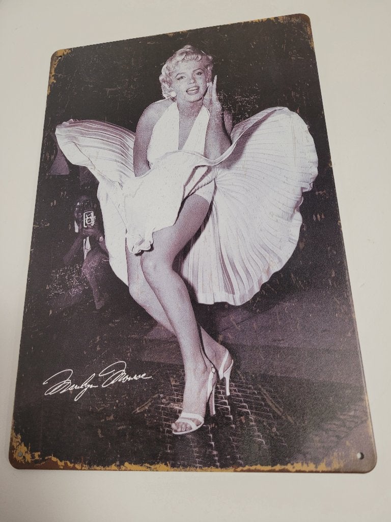 Marilyn Monroe zwart wit reclamebord van metaal wandbord, Info@deconoord.nl, Deco Noord, Nieuw, Ophalen of Verzenden