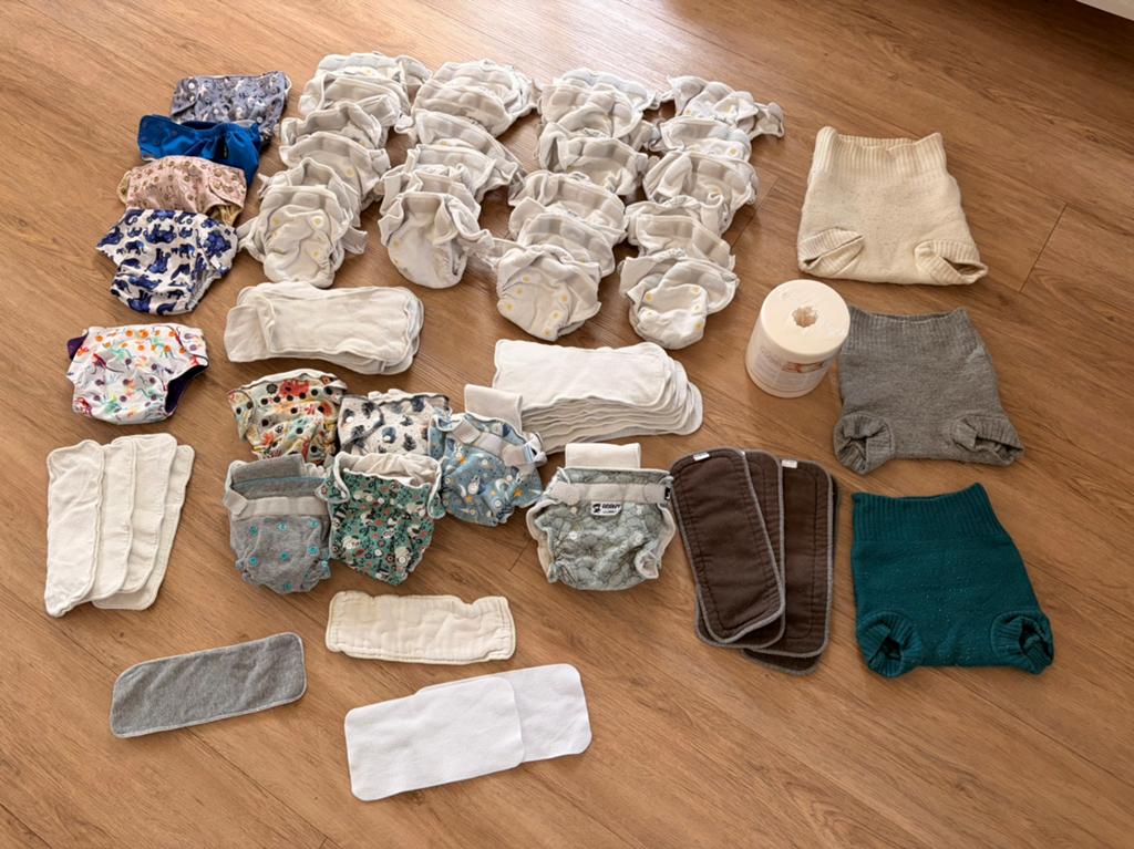 Grote set wasbare luiers  - oa Huda, Petit Lulu, Ophalen of Verzenden, Gebruikt, Jongetje of Meisje