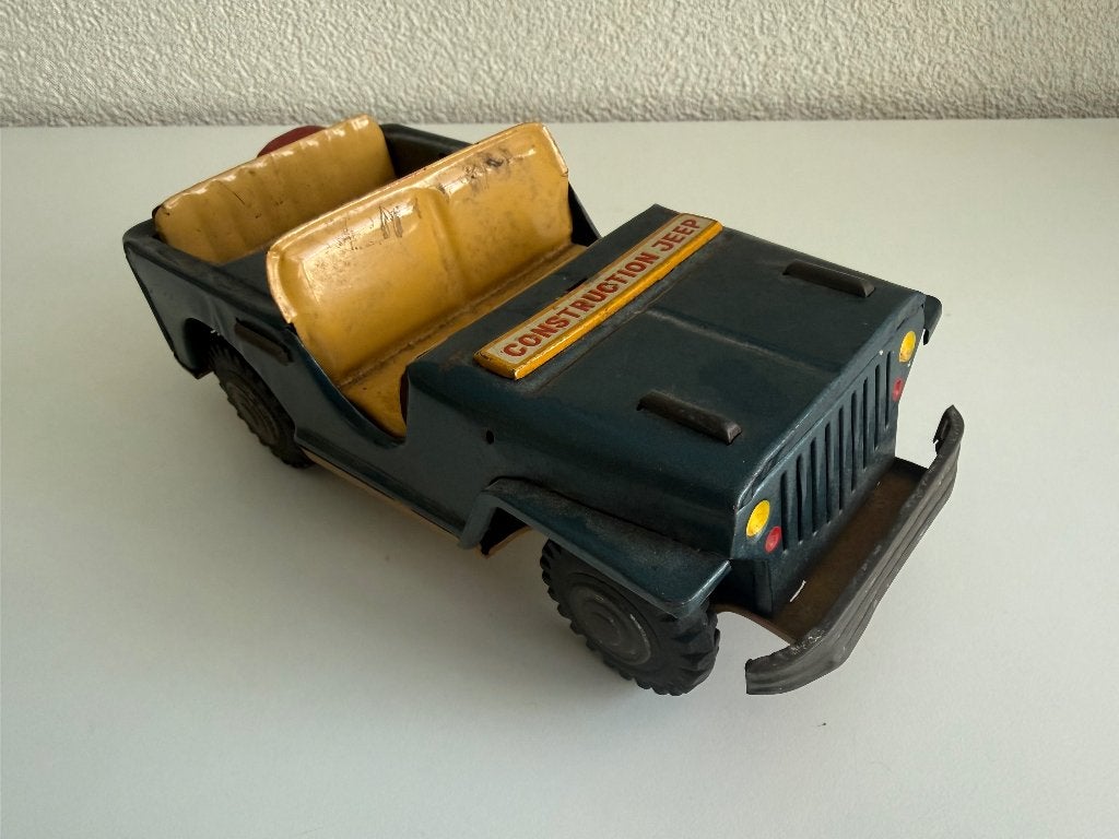 Vintage blikken Marusan (Japan) 'Construction Jeep', Antiek en Kunst, Ophalen of Verzenden