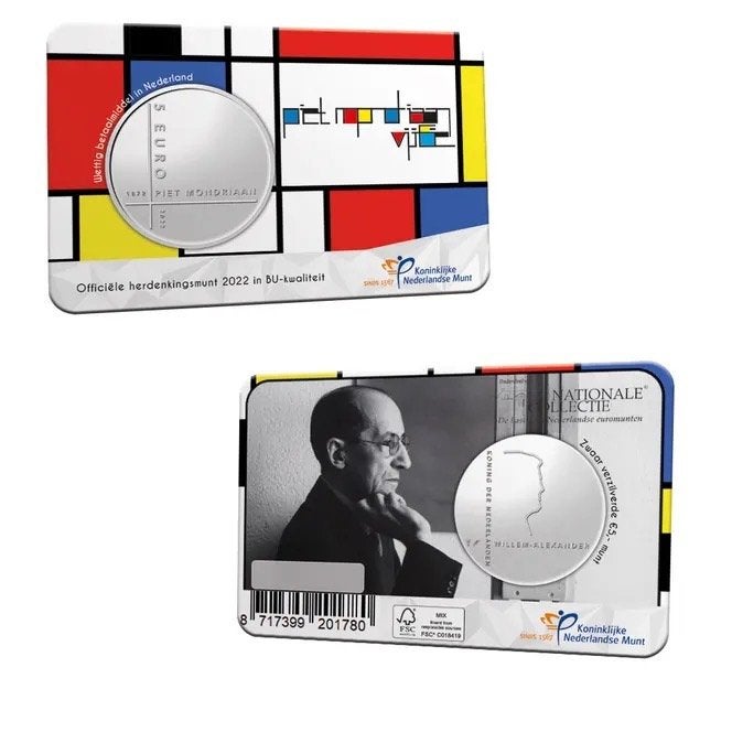 coincard 5 euro Mondriaan (kwaliteit BU), Ophalen of Verzenden, Koningin Beatrix, Euro's