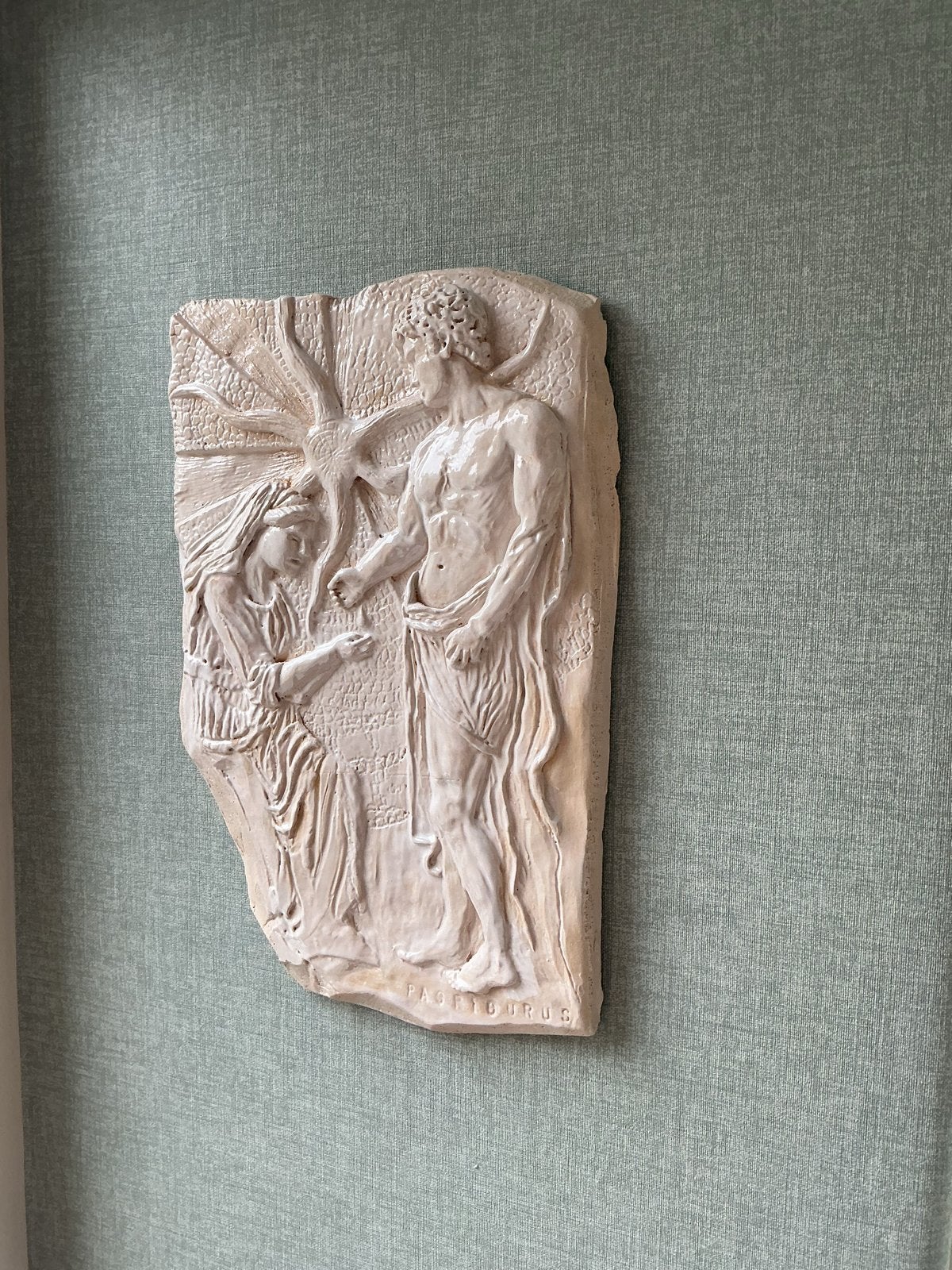 Romeins Tegelwerk Kunst Muurreliëf - Klassieke Scène, Antiek en Kunst, Kunst | Beelden en Houtsnijwerken, Ophalen, Wanddecoratie