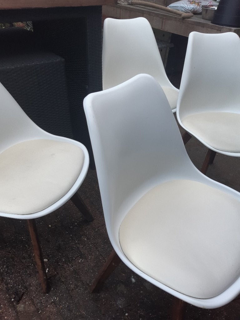 Eetkamerstoelen, Huis en Inrichting, Stoelen, Ophalen, Kunststof, Gebruikt, Wit