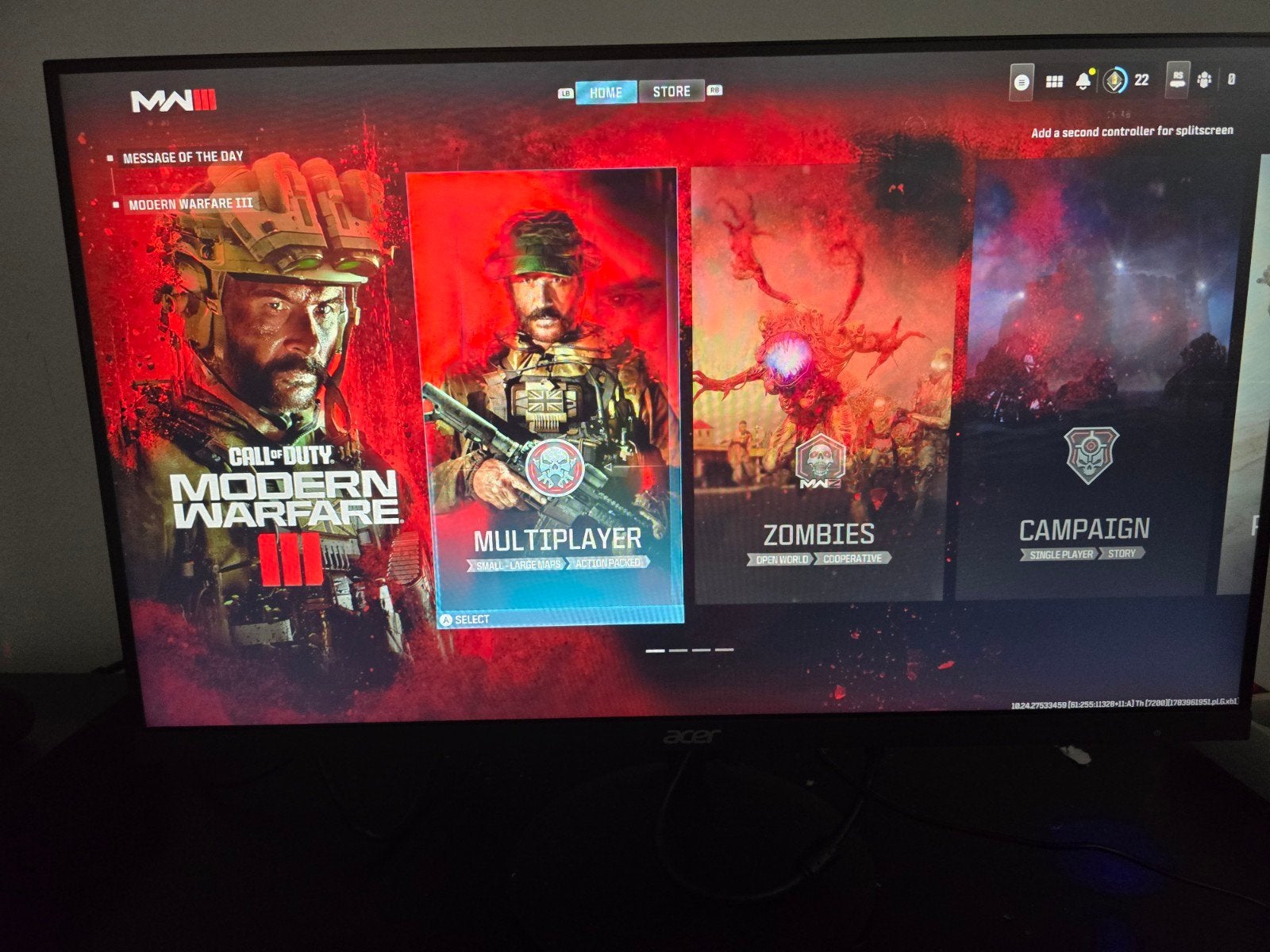 Acer monitor 144Hz 26 inch monitor, 101 t/m 150 Hz, Zo goed als nieuw, Ophalen, Gaming