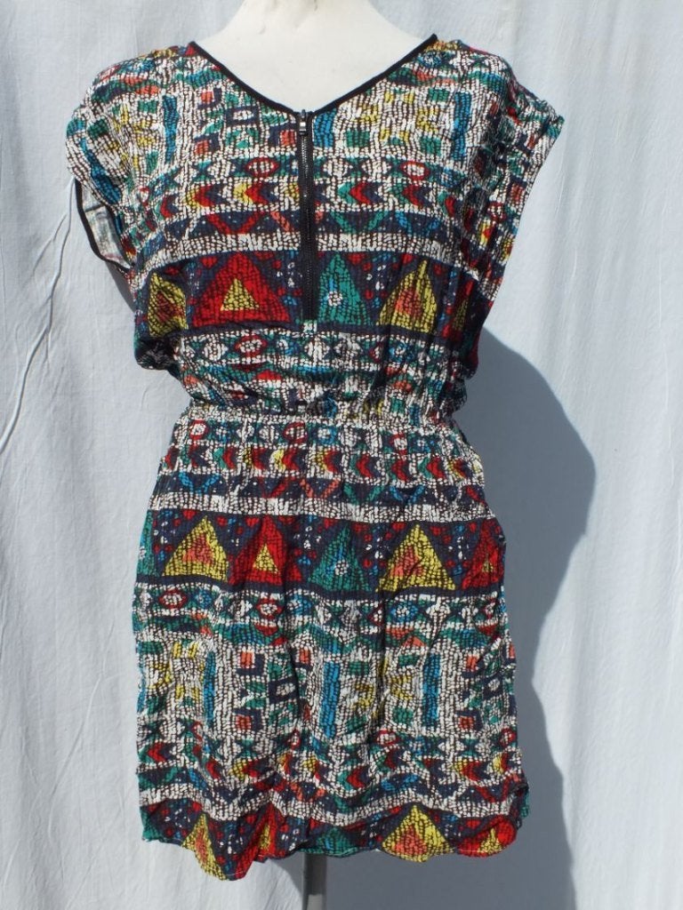 Gave jurk met met apart patroon mt 38 merk Springfield, Maat 38/40 (M), Blauw, ., Ophalen of Verzenden