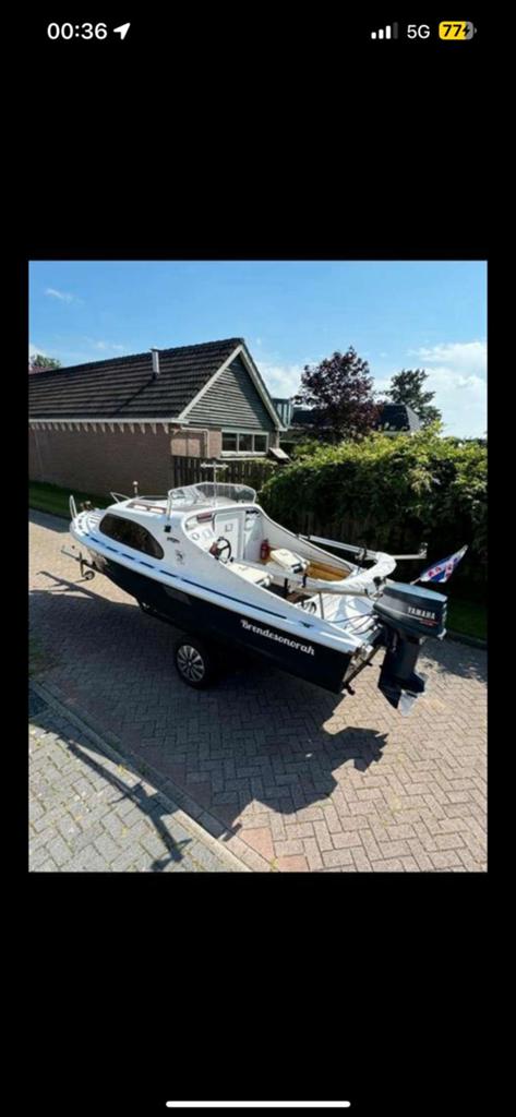 Compacte Kajuitboot Slaapmogelijkheid(Shetland incl trailer), Watersport en Boten, Ophalen, Kajuitboot, Buitenboordmotor, Trailer