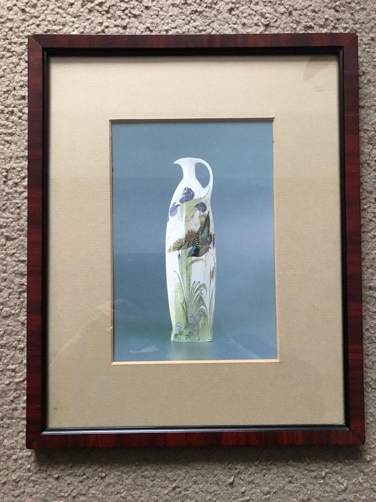 Oude lijst Vaas Vogel Iris 26 cm, Ophalen of Verzenden