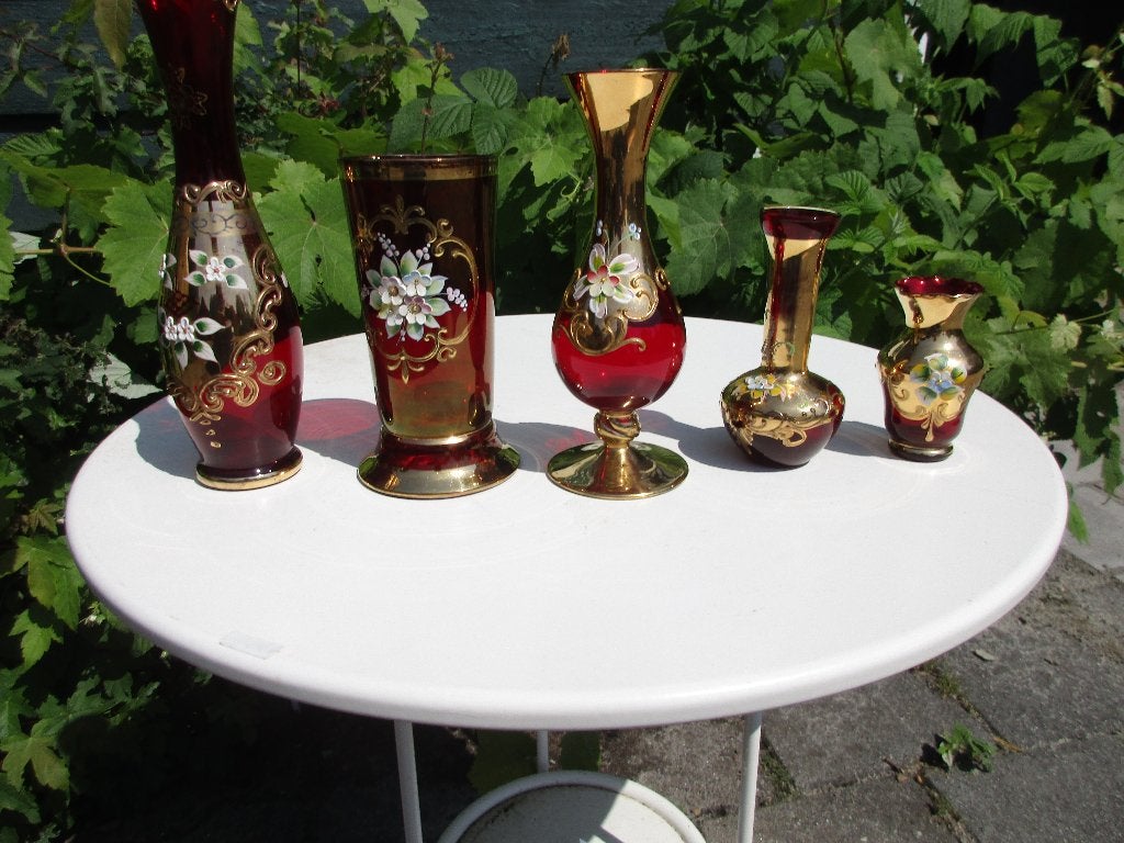 boheems glas - robijnglas, Antiek en Kunst, Antiek | Glas en Kristal, Ophalen of Verzenden
