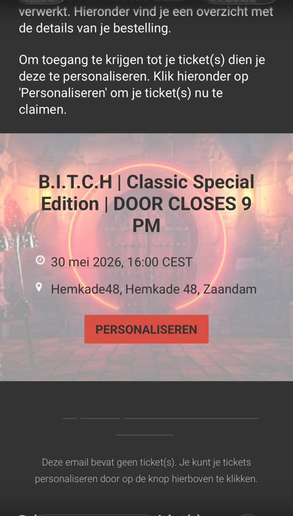 crazyland bitch 30 mei, Tickets en Kaartjes, Eén persoon