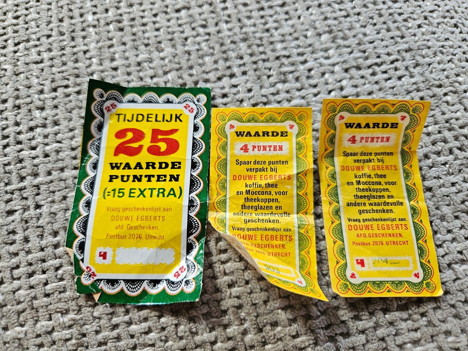 Douwe Egberts Waardepunten vintage- 25 + 2x 4 punten, Verzamelen, Ophalen of Verzenden